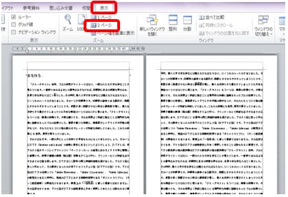 見開き2ページの表示