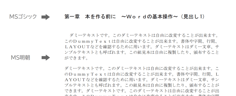 ダミーテキスト　MSゴシックとMS明朝