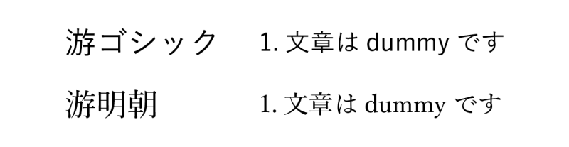 游書体　游ゴシックと游明朝