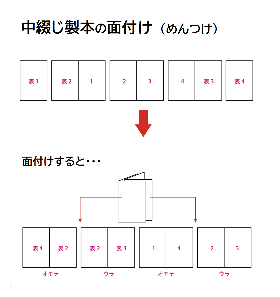 中綴じ製本の面付け