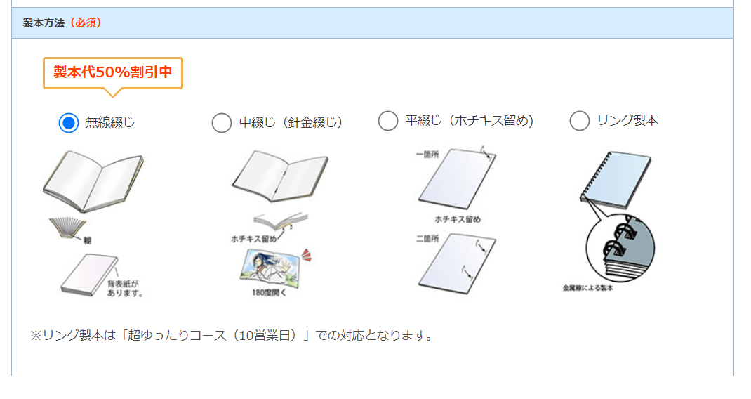 製本方法から無線綴じを選ぶ