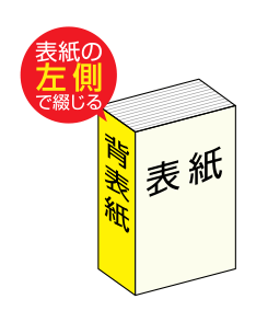 無線綴じ冊子の左綴じ