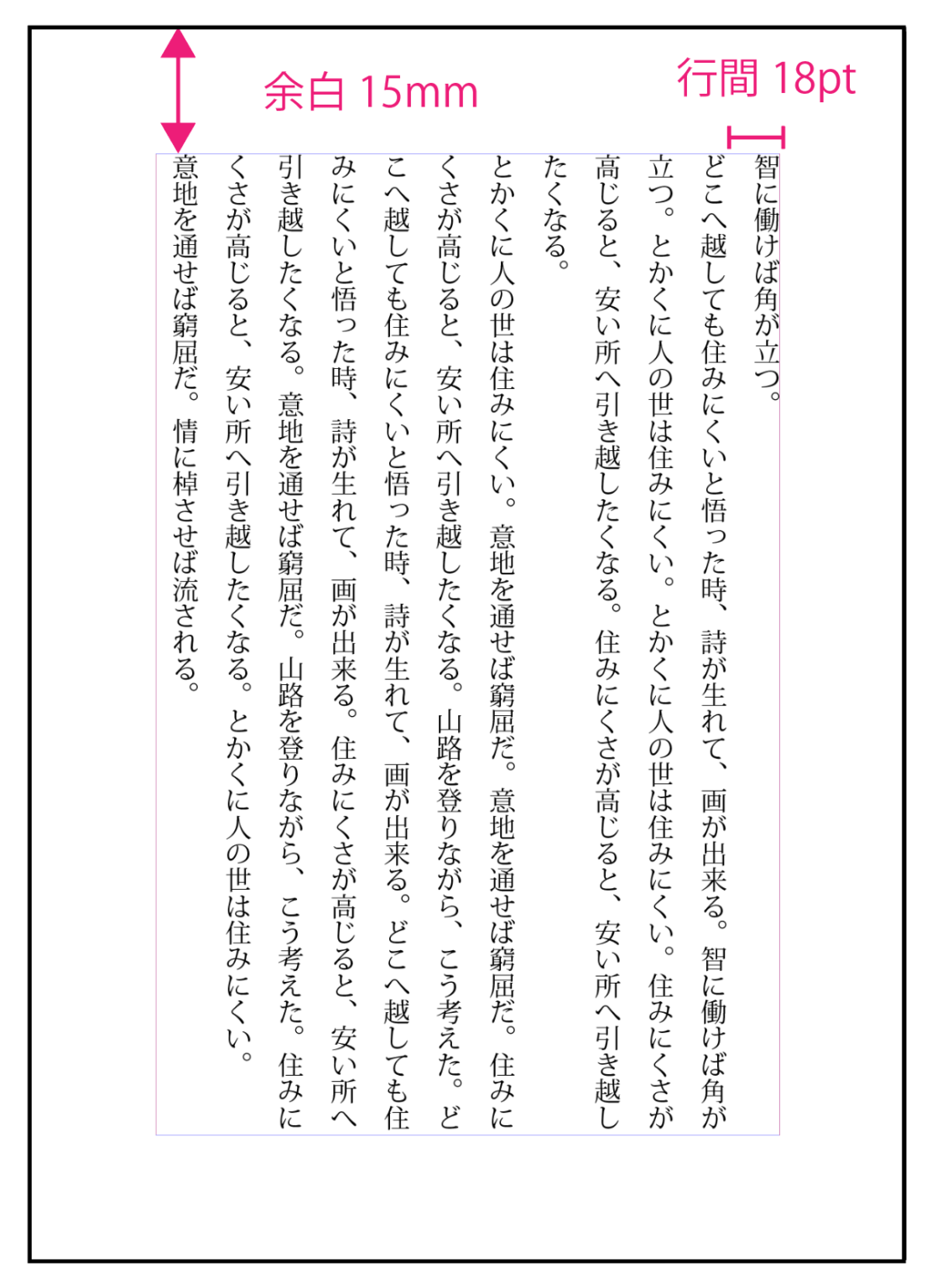 文庫サイズ（A6）に9ptの文字を行間二倍で流し込んだ図