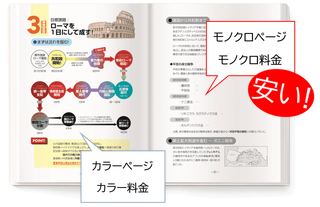 本文のカラー・モノクロ混在印刷