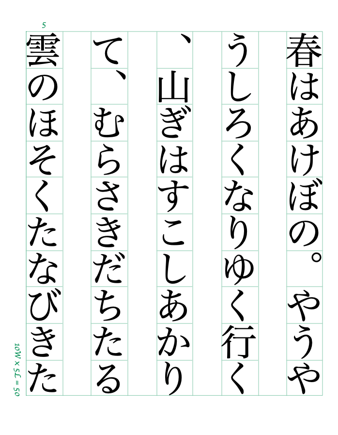 グリッドに文字がぴったりおさまる