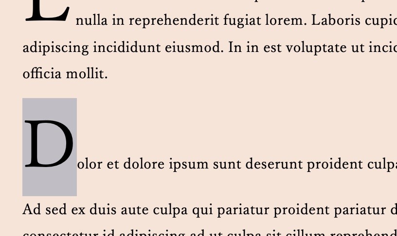 フォントサイズを大きくした先頭文字をコピーして削除