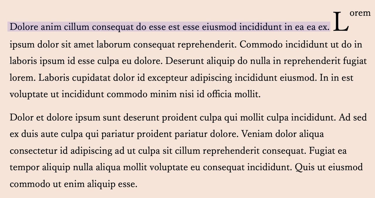 先頭文字(D)にドロップキャップが適用されず、元先頭文字(L)のドロップキャップが解除されない