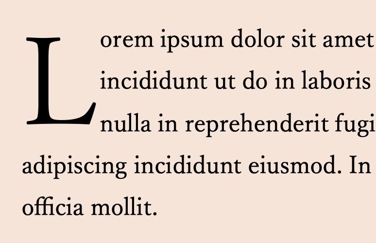 ドロップキャップを任意の行数(2行以上)に指定する。