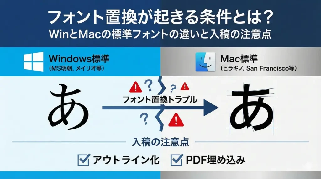 フォント置換が起きる条件とは？ WinとMacの標準フォントの違いと入稿の注意点