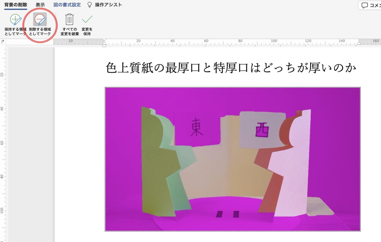 ［削除する領域としてマーク］