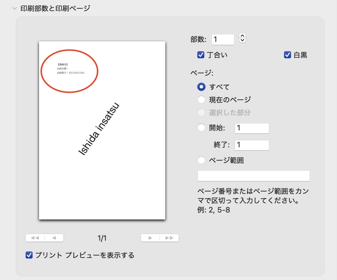 印刷プレビュー