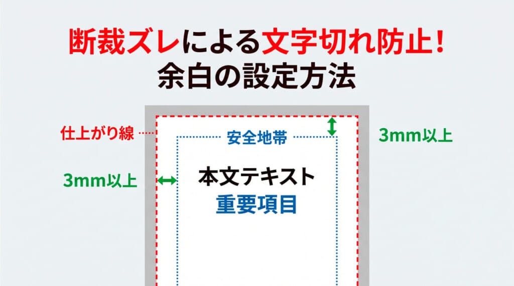 【入稿データ作成の基本】断裁ズレによる文字切れを防止する「余白」の目安と設定方法