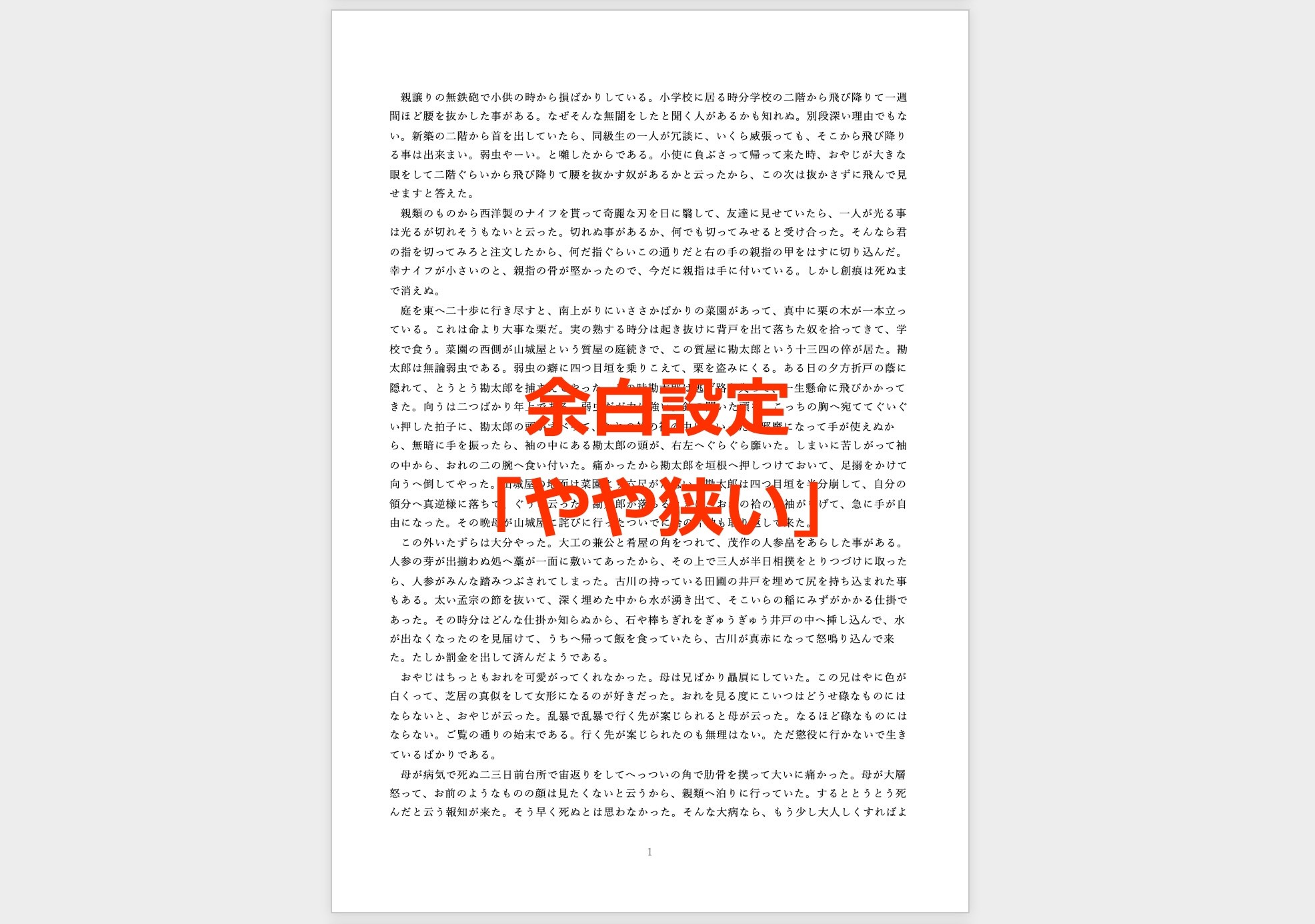 余白設定「やや狭い」