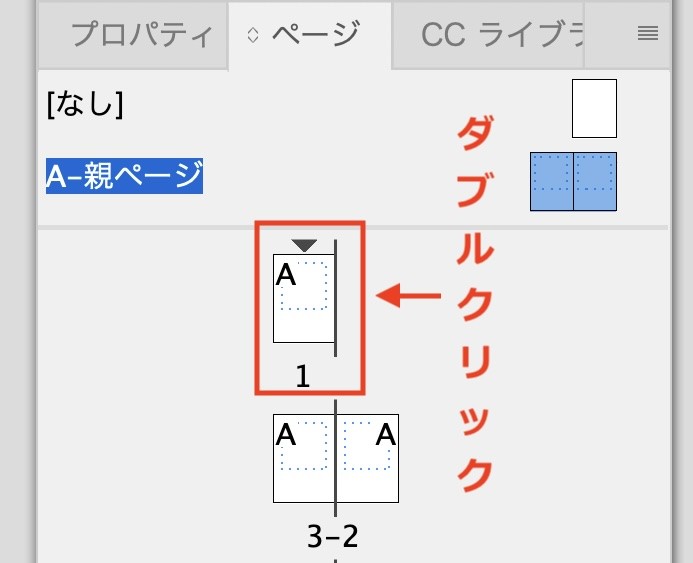 ページパネル上のいずれかのページをダブルクリック